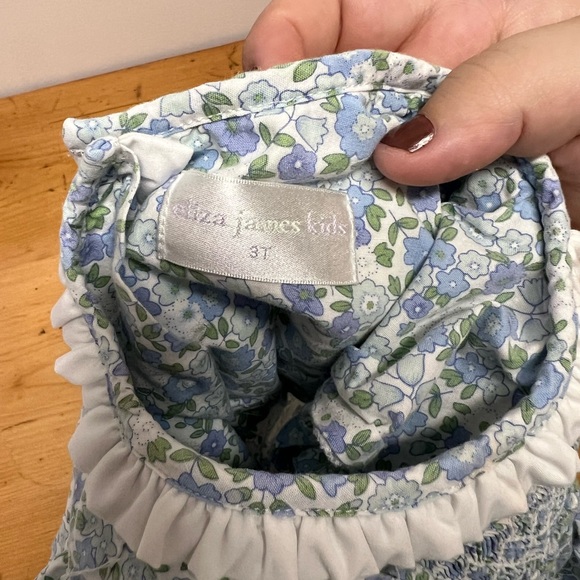 Blue Floral Smocked Dress - Picture 3 of 4